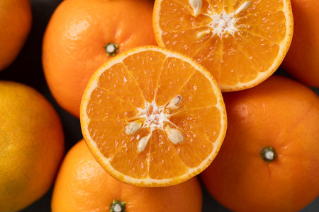 Mandarin tangerine orange fruit, Food backgroundの写真素材