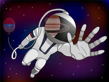 astronaut in space illustrationのイラスト素材