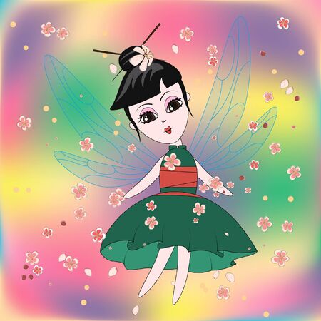 Japanese cartoon fairy. vector.のイラスト素材