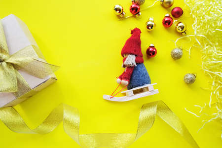 Christmas card, for New Year's greetings 2021 on a yellow background.の写真素材