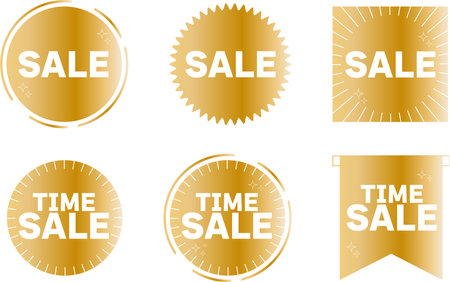 Simple golden sale banner illustration setのイラスト素材