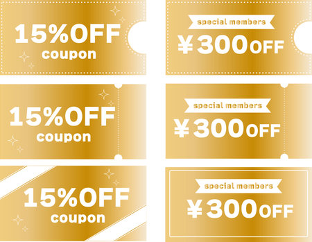 Simple golden coupon banner illustration setのイラスト素材