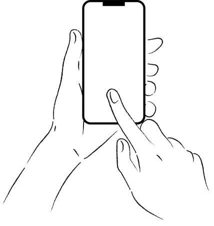 Hand holding a smartphone with blank screen. Vector illustration on white background.のイラスト素材