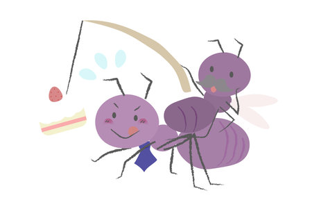 Salaryman-style worker ant and boss ant tempted by delicious food 2のイラスト素材