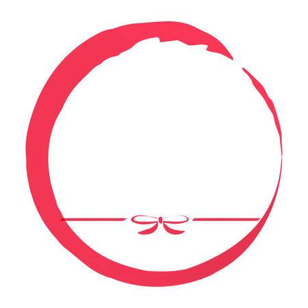 Japanese-style celebration frame drawn with a brush, round shapeのイラスト素材
