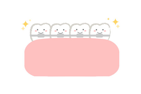 Cosmetic dentistry orthodontics tooth character illustration With main lineのイラスト素材