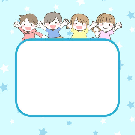 Balloons with cheerful children jumping for joy 2のイラスト素材