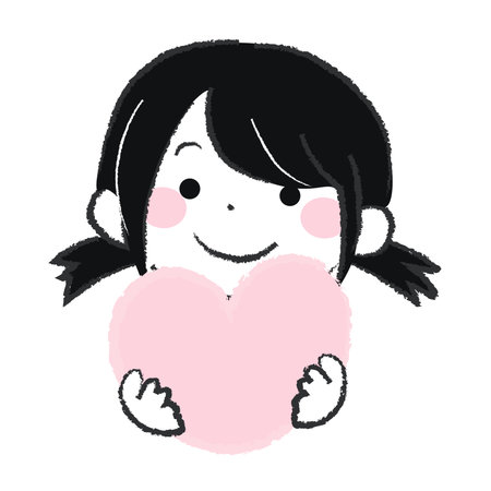 cute little girl with heart icon over white background. vector illustrationã2-3のイラスト素材