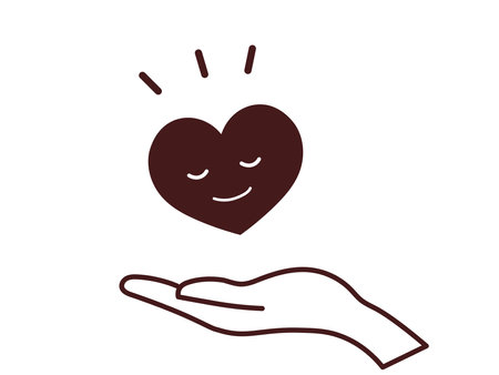 heart in hand line style icon design of love passion and romantic theme Vector illustrationのイラスト素材