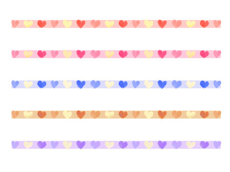 Two pink hearts close their eyes and snuggle together with a smileのイラスト素材