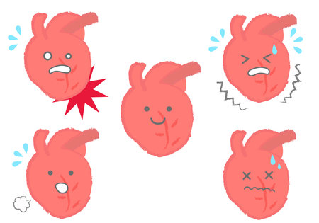 Weak sick heart character illustration setのイラスト素材
