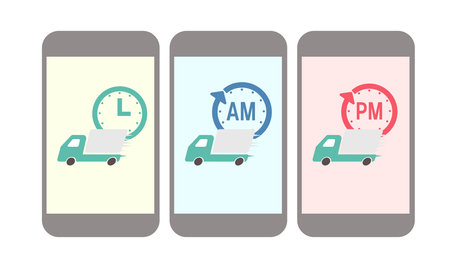 Icon for shipping and delivery with a specified time to arrive on your smartphoneのイラスト素材
