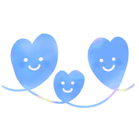 Cute watercolor hearts on a white background. Vector illustration.Watercolor style smiling blue heart love.のイラスト素材