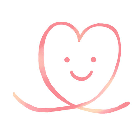 Cute cartoon heart vector illustration. Hand drawn valentines day symbol.Watercolor style smiling pink heart love.のイラスト素材