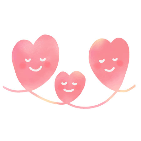 Cute watercolor hearts on a white background. Vector illustration.Watercolor style smiling pink heart love.のイラスト素材