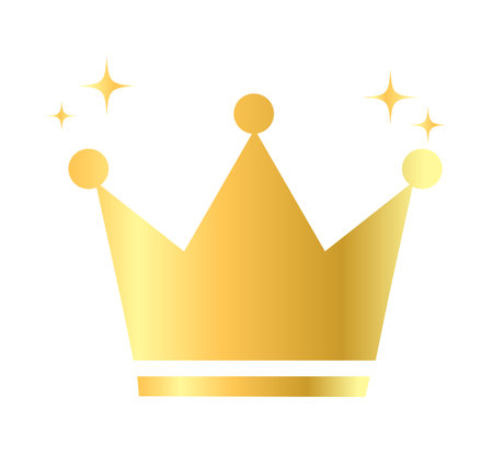 Crown gold icon on white background. Vector illustration for your design.A simple icon of a glittering gold crown.のイラスト素材