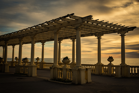 Pergola da Foz illuminated by the golden hourの写真素材