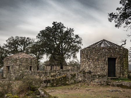 The two houses left from Citanea de Briteiros, in Guimar?esの写真素材
