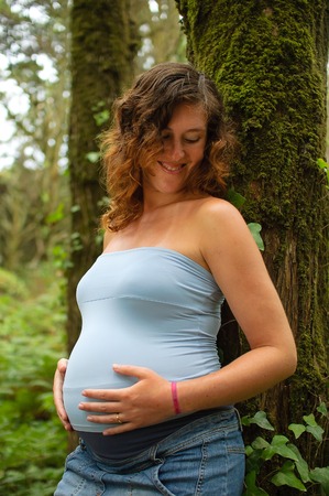 pregnant woman on the natureの写真素材