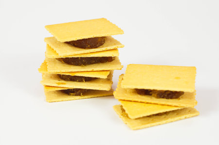 Biscuits stuffed with pineapple served with coffee or tea.の写真素材