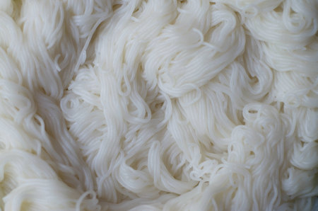 Rice vermicelli. Thai vermicelli eaten with curryの写真素材