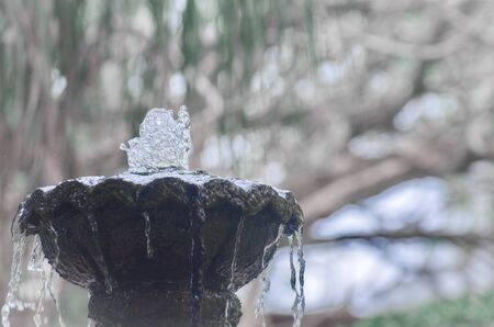 Decorative fountains for the garden around the house. The backyard.