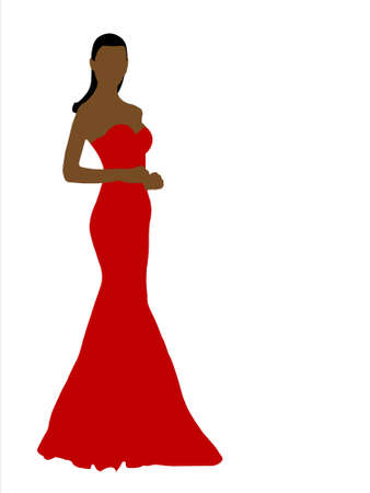 Woman Red Dress Fashion Isolated on white background.のイラスト素材