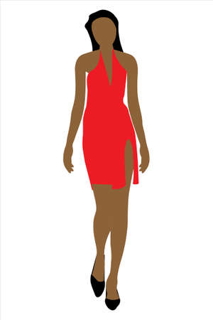 Woman Red Dress Fashion Isolated on white background.のイラスト素材