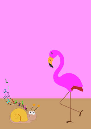 Wildlife greeting card illustration isolated on pink background.のイラスト素材