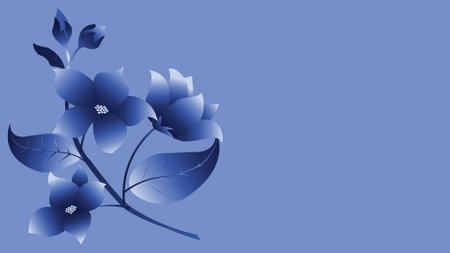 A bunch of blue flowers isolated on background. Greeting card.のイラスト素材