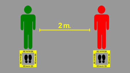 Position warning sign sticker reminding of keeping distance to protect.