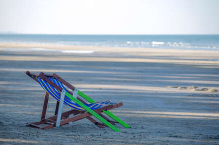 Semi-reclining chair for relaxing on the beach. Popular seaside attractions in Thailand. Beaches that can be traveled throughout all seasons.の写真素材