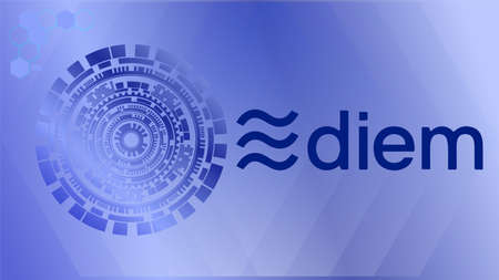 Diem cryptocurrency web template. Technology for digital currency.