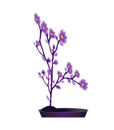 Branch soft purple flower isolated on white background.のイラスト素材