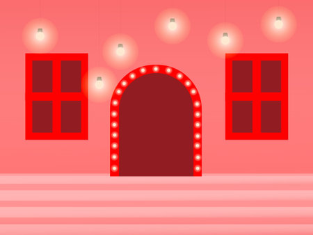 Christmas decoration bulbs, New Year's Day, and fair on a red tone background and texture.のイラスト素材