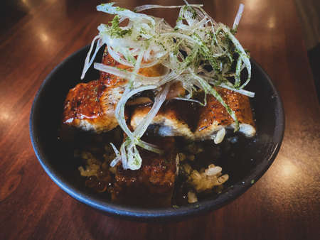 Japanese food served on a plate looks delicious.
