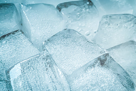 Ice cubes background, ice cube texture or background It makes me feel fresh and feel good, In the summer, ice and cold drinks will make us feel relaxed, Made for beverage business.の写真素材
