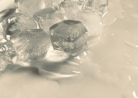 Ice cubes background, ice cube texture or background It makes me feel fresh and feel good, In the summer, ice and cold drinks will make us feel relaxedの写真素材