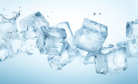 Icecubes background, ice cube texture, ice wallpaper It makes me feel fresh and feel good. In the summer,Drinks will make us feel relaxed, Made for beverage business. Generative AIの素材