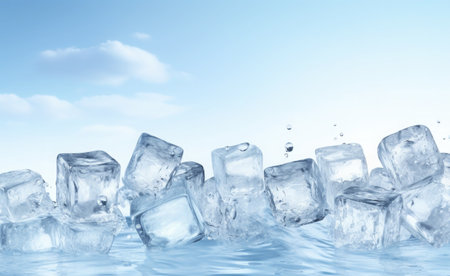 Icecubes background, ice cube texture, ice wallpaper It makes me feel fresh and feel good. In the summer,Drinks will make us feel relaxed, Made for beverage business. Generative AIの素材