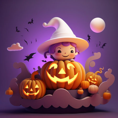 Happy halloween, kids will enjoy the halloween festival, the ghosts will come out on the halloween festival.Generative Aiの素材