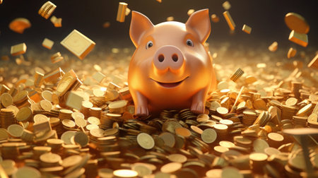Saving money for a good financial future Saving money and real estate Make financial stability and wealth in the future.piggy bank saving money,saving concept Generative AIの素材