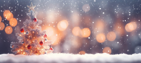 Merry Christmas, Christmas day, A Christmas tree decorated with luxurious and beautiful gifts. of Santa Claus for children to make them feel happy and fun on holiday. Generative AIの素材