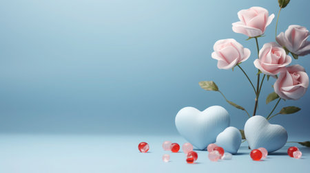 beautiful roses or flowers of love that promote the romance of couples. Love on Valentine day or wedding. It express your love.Valentine concept. Generative Aiの素材