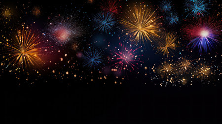 Colorful firework on colorful bokeh background. background illustration. generative aiの素材