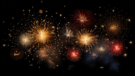 Colorful firework on colorful bokeh background. background illustration. generative aiの素材