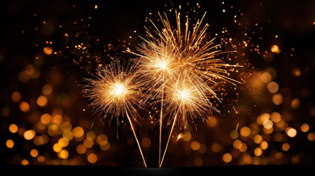 Colorful firework on colorful bokeh background. background illustration. generative aiの素材