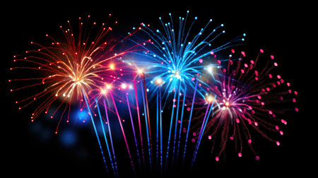 Colorful firework on colorful bokeh background. background illustration. generative aiの素材