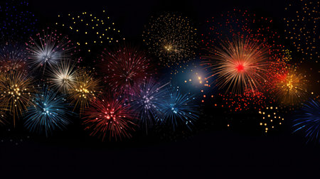 Colorful firework on colorful bokeh background. background illustration. generative aiの素材