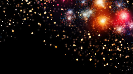 Colorful firework on colorful bokeh background. background illustration. generative aiの素材